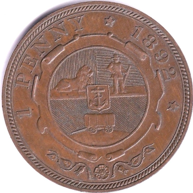 South Africa 1892 Penny, EF, even toning, KM2 - Image 3 of 3