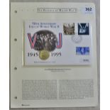 Great Britain 1995 VJ Day 50th End of World War II with £2 Peace Coin and Stamp issue. Good cover