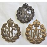 RFC Officers and NCO Hat Badges-with RAF example.