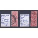 South Africa 1914 KGV Coil pairs, 1d SG 19 and 1d SG 19a fine used