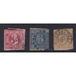 German States Bavaria 1862 SG 24-25 used, SG 28 used. Cat value £76