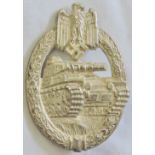 German Tank Battle War Badge, silver grade (Sold as seen)