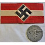 German WWII Hitler Youth Arm Band, with NSFK medallion(Sold as seen)