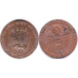 Token (1792) Norwich Halfpenny Token City Arms 'Success to The City of Norwich' Obv: Shop Front (