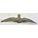 Royal Flying Corps, Pair of silver pilots wings badge, silver marked, scarce.