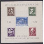 Germany 1949 Goethe Festival Week Weimar miniature sheet SG M5R59a, mint, cat value £50