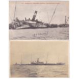 Shipping SS 'Mahrata' wreaked on Goodwins-Two postcards of the wreak(10th April 1906)one RP(2)