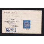 Bermuda 1946-Envelope registered air mail Bermuda to Devon with KGVI, 2/- SG116d, an attractive