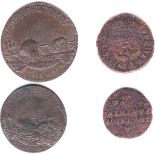 Tokens (1793) Lowestoft Farthing; fine, also (1793) Halfpenny Token/ Success to Fisheries; Sea (