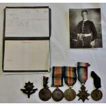 1914 (Mons) Star Trio to 10428, PTE F.Smith, 2nd Worcestershire Regt with photo, Hat badge and two