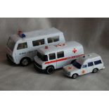 Ambulances - White Mercedes, Volkswagen - four larger size, two smaller. (6)