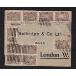 Germany 1923 3000Pf x 30 on cover, SG 243. 30 G/FU examples on commercial cover to Selfridge's,