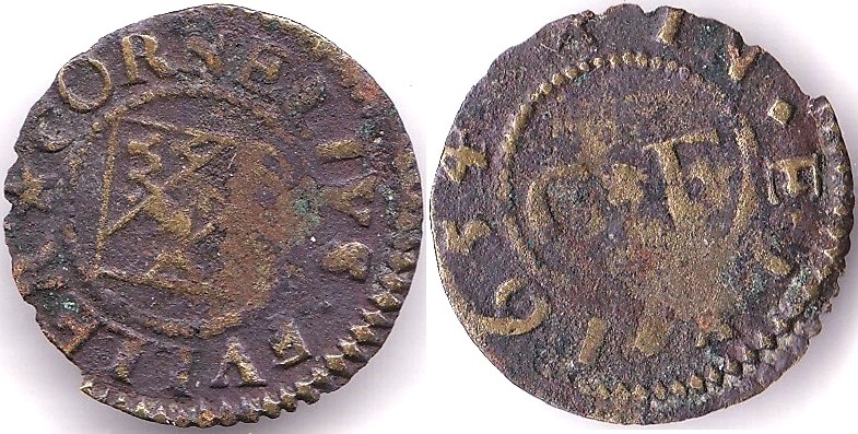 Token (1654) Farthing Token, Cornelius Fuller, Haberdashers' Arms, Fine