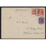 Germany 1948 (13/5) envelope Essen to London; bears 6pf and 24pf in combination with 1947 Dr. Van