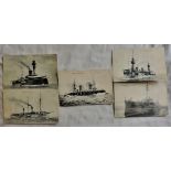 WWI French Maritime including: Battleships, "Marine Francaise" cards (5) one creased.