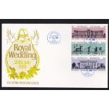 Barbuda 1981-27th July, Royal Wedding set of (3) values from booklet panes u/a FDC