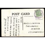 Suffolk - Kenton/Stowmarket - 1909 Postcard Skeleton in Purple XXX.