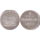 Germany (Hamburg) 1855-1 schling, BUNC, (KM276)