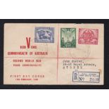 Australia 1946-(18th Feb) WWII Peace set first day cover, Registered Sidney NSW