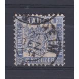 Germany Baden - 1862 6Kr blue, SG 30 fine used