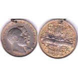 Great Britain 1902 coronation Medallion by Pope, 45mm, W/M, Quality relief busts, with ring