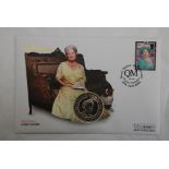 Great Britain 2002 Queen Mother Memorial Stamp and £5 Coin Cover (Mercury)