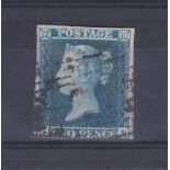 Great Britain 1841 2d deep blue - 'IR' three good margins