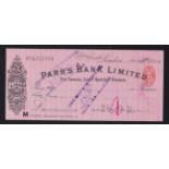 Parr's Bank Limited (Sir Sam's Scott Bart & Co Branch) 1 Cavendish Square. Used Bearer RO 23/9/09.