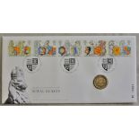 Great Britain 1998 Royal Beasts Stamp set First Day cover and £1 coin. Royal Mint