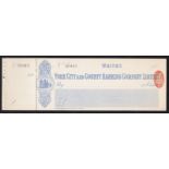 York City & County Banking Co Ltd, Whitby. Used Order RO 2/12/90. Blue on White. Vig: Abbey, Printer