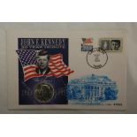 U.S.A. 1993 22 Nov John F. Kennedy 30 Year Tribute with 1/2 Dollar Coin and Dallas TX handstamp. U/