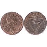 Charles II Ireland Halfpenny (1682) small lettering, good fine.