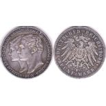 Germany (Saxe-Weimar-Eisenach) 1903A 5 Mark, GVF/NEF, KM218. Scarce, thus