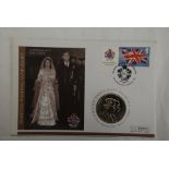 Great Britain 2007 Royal Diamond Wedding Anniversary Stamp and coin (£5) cover