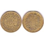 Canada (Montreal) 5 Cents Token, Brass rev: German Arms (crest), Obv: 'GESANGYERETN TUEUTONIA', AEF,