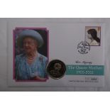 Great Britain 2002 Queen Mother stamp and coin cover with British Antarctic Territory stamp and