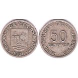 Mozambique 1936 50 Centavos, KM 65, VF