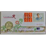 Great Britain 1996 Queen Elizabeth II 70th Birthday £5 Coin and Stamp cover. Royal Mint/ Royal