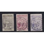 Belgium 1933 Anti T.B. Selection of 3 used stamps SG 649-651