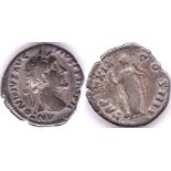 Antonius Pius AD 138-161 Silver Denarius rec: TRP Pot XIX COS IIII Fortuna. About good fine to