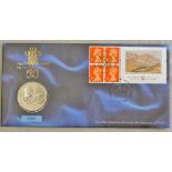 Great Britain 1998 Price of Wales' 50th Birthday £5 Coin and stamp booklet pane cover. Royal mint