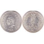 New Hebrides 1966 100 Francs, silver, KM 1, BUNC