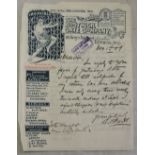 The Bostwick Gate Company - 1909 Engraved letter-headed letters (2), Invincible Gates, Prize Medal