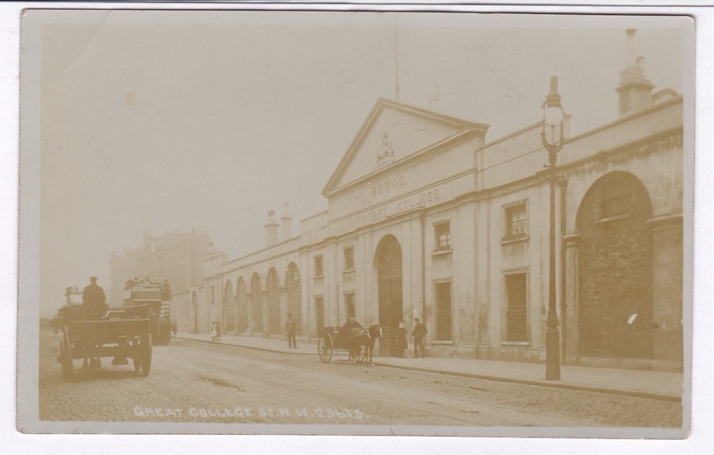 Royal Veterinary College-Great College Street, Fine old R.P Horse drawn carriages and early autobus,