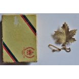 Canadian 1930s Maple Leaf Sweetheart Brooch, gold gilt on sterling silver - a lovely gift. In 1937