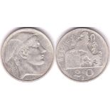 Belgium 1951 20 Francs, silver, Helmeted Head, KM 141.1, NEF