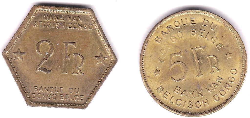 Belgian-Congo 1943 2 Francs, AUNC, Scarce and 1947 5 Fracs, KM 29, GEF/AUNC - Image 2 of 3