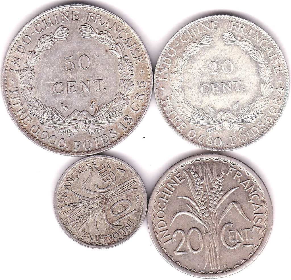 French Indo-China 1939A-10 Cents, non-magnetic, no dots, GVF. (KM21.1a), 1936 50 Cents, KM 49.2, - Image 2 of 3