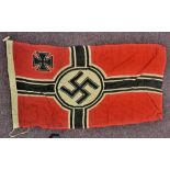 German WWII- style war flag 55x95cms, stamped on edge.