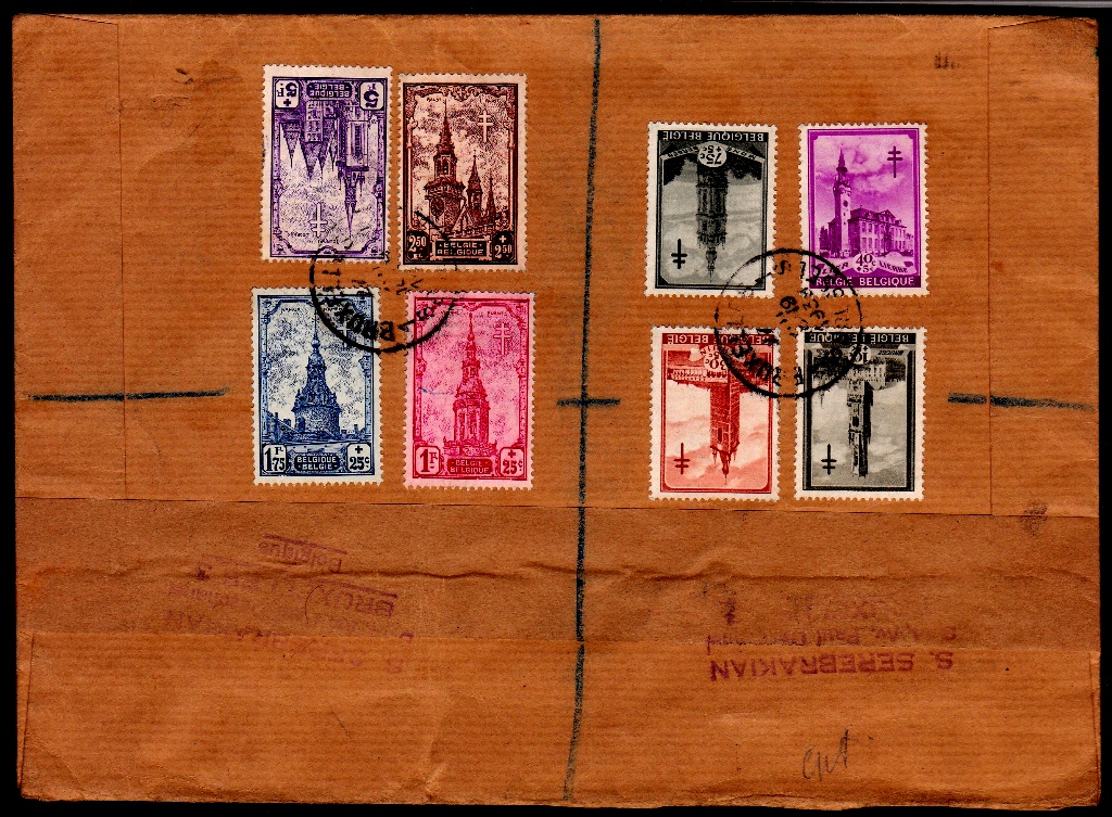 Belgium - 1939 Anti-TB Fund Set SG868/875 on Registered First Day Covers.